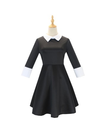 Addams Family Costume Halloween Wednesday Black Dress Cosplay Costume F411