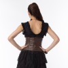 Gothic Steampunk Leather Court PU Dark Vintage Sexy Lace Up Corset Top H3821