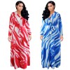 Big Size Summer Long Maxi Dress Print Beach Dress M8428