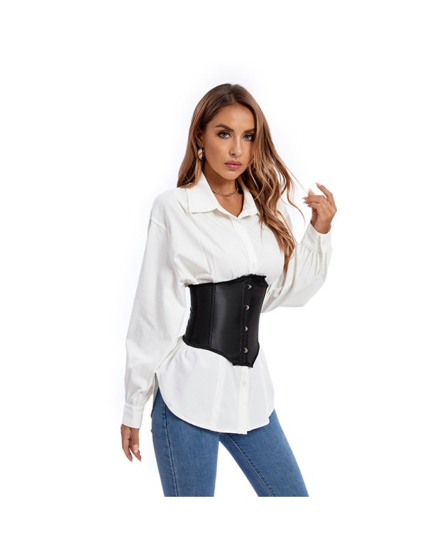 Plus Size Black Contracted Abdominal Belt Short Style Outer Wear Waist Corset QF859