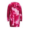 Mid-Length Pullover O-Neck Casual Tie Dye Printed Sweater Hoodie Dress LQ155