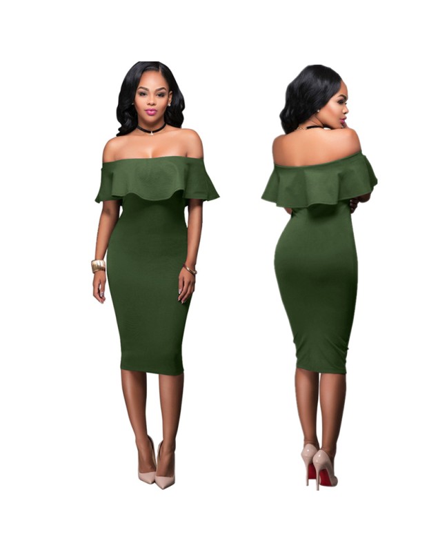 Off-shoulder Women Ruffle Dress M81092