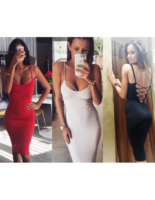 Lace-up Midi Slip Dress M30047