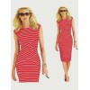 Adult Women Midi Stripe Pattern OL Tight Dress M30207