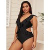 Sexy Beach Hollow Out Swimwear Black Falbala Bikini Strap Bathing Suit Bikini 20153