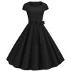 Solid Color Retro Short Sleeve 2022 Spring Elegant Casual Dresses JY14129