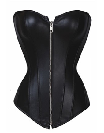 6XL Zipper front sexy leather corset m7122