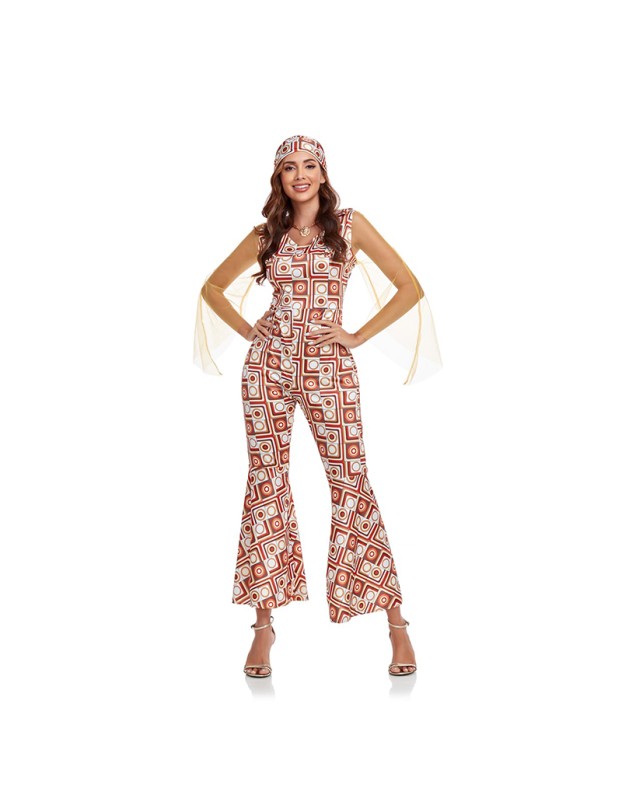 Halloween Costume Lady Retro 70s Disco Hippie Singer Stage Costume SM3022