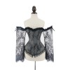 Sexy Long Floral Sleeves Off Shoulder Lace Gothic Victorian Corset M1418B