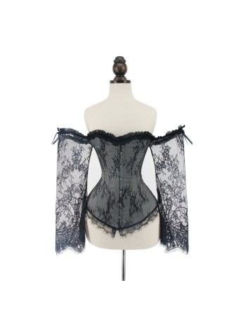 Sexy Long Floral Sleeves Off Shoulder Lace Gothic Victorian Corset M1418B