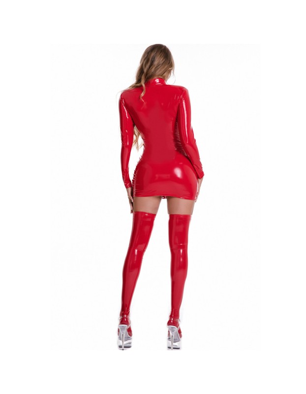Sexy Wet Look Faux Leather Low Cut Bodycon Party Club Mini Dress M7355