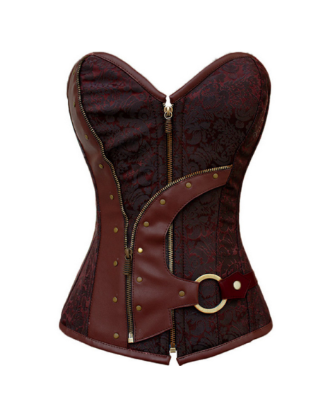 Brown Brocade Steampunk Corset M1316