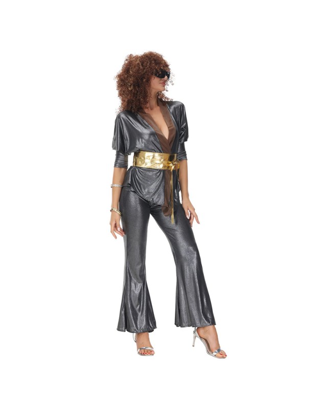 Women Retro 70s Hippie Disco Dance Club Halloween Costume MS4995