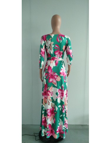 Sexy V-neck beautifully printed plus size and floor dress fashion women's clothing M8573