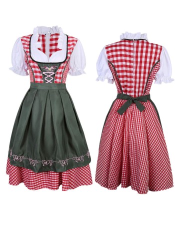 Red Plaid Women Oktoberfest Costume Plus Size M40536