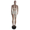 Sexy Tube Top Trendy Crop Top And Pants Solid Two Piece Set Short Set M050