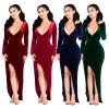 2017 Sexy Women Bandage Bodycon Deep V Long Sleeve Evening Party Cocktail Maxi Dress