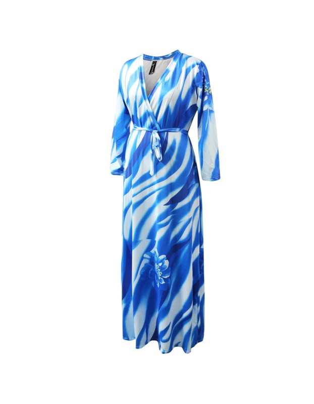 Big Size Summer Long Maxi Dress Print Beach Dress M8428