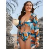 Long Sleeve Sexy Women Bikini Printed Mesh Casual Suit Swimwear 603