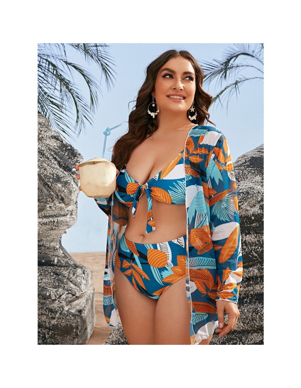 Long Sleeve Sexy Women Bikini Printed Mesh Casual Suit Swimwear 603