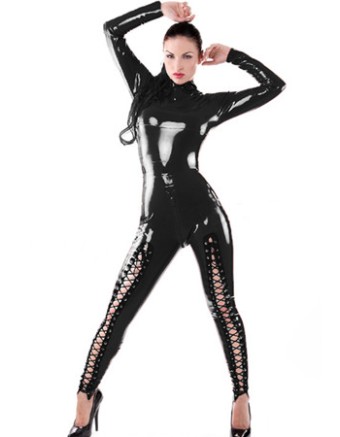 Sexy Black Catwomen PVC Jumpsuit M7176