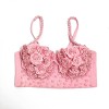 Rose Bra Waist Length Short Pearl Body Shaping Gather Vest Bra Women KN8577