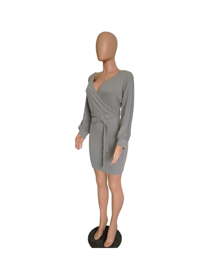 Autumn Winter Off Shoulder Knitted Sweater Dress M8273