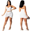 Sexy Gauze Perspective Ironed Drill Halter Belt Waistcoat Skirt Two Set X5260