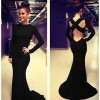 Black Long Sleeves Design Maxi Dress M3971a