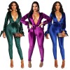 Sexy Jumpsuit Bandage V-neck long-sleeve Velvet sexy backless jumpsuit M8290