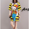 Women Summer Cartoon Print T-Shirts Dress M8341