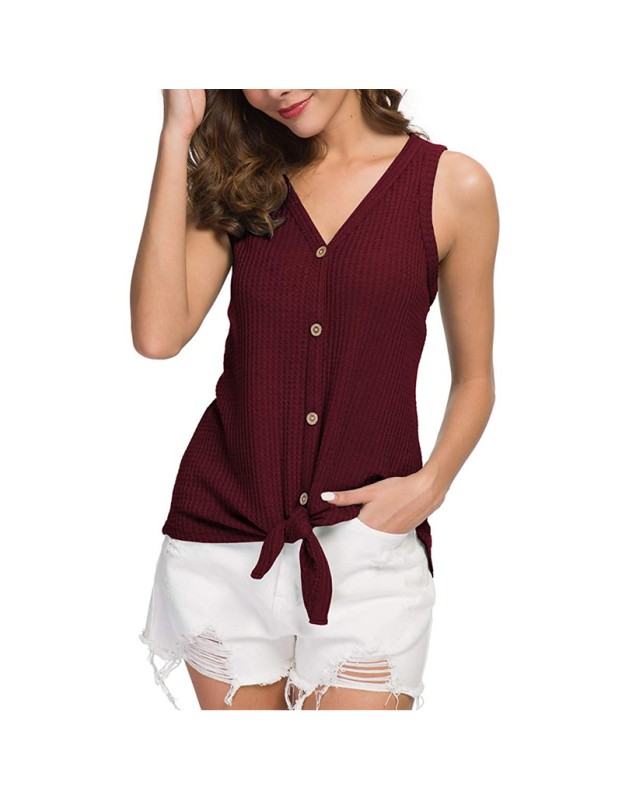 Sleeveless Knitted Tank Tops Women V-neck Vest M5786