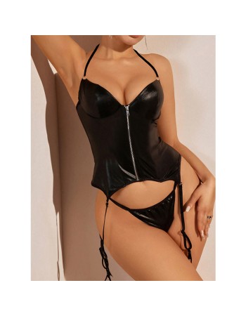 Sexy Lingerie Women's Patent Leather Zipper Vest Sex Suit Wholesale YSF2004