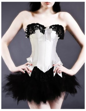 sexy white lace corset with bubble skirt m1813c