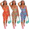 V-neck floral print halter sexy women romper jumpsuit M30123