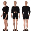 Solid Cotton T Shirts And Shorts Women Two Piece Set M9163