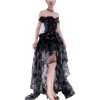 One Line Neckline Women Gauze Skirt  Shapewear Bone Dress Corset WK2277B