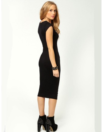 Hot Women Solid Sexy Short Sleeve Midi Pencil Dress M30224