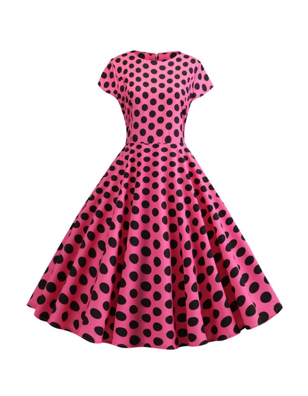 2022 Polka Dot Women Waist Temperament Swing Elegant Dress JY13654
