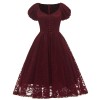 Lace Puffy Sleeves Night For Ladies Single Row Buttons Dresses CD1790