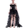 One Line Neckline Women Gauze Skirt  Shapewear Bone Dress Corset WK2277B