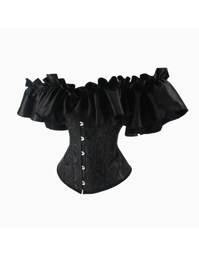 Sexy Off Shoulder Ruffles Sleeves Overbust Corset Top WK2276