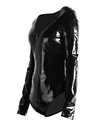 Black Leather Sleeve Jumsuit M7270