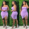 sling single side pleated plus size fashions mini dress ruffle womens skirts M30119