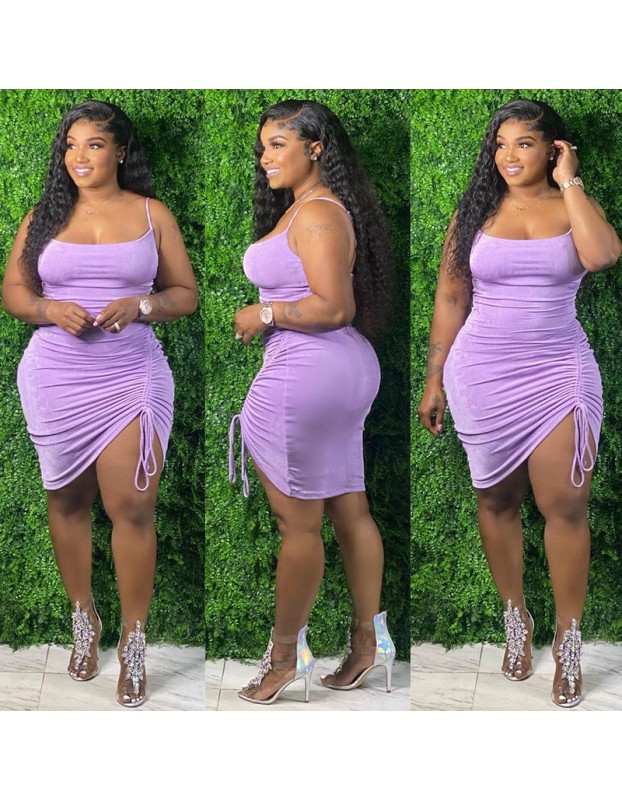 sling single side pleated plus size fashions mini dress ruffle womens skirts M30119