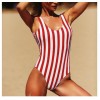Red White Stripe Women One Piece Swimsuit With Cup ZL1806