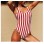 Red White Stripe Women One Piece Swimsuit With Cup ZL1806
