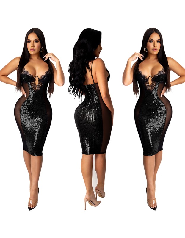 Sequins Lace Sexy Club Nightclub Halter Wedding Dress Bridal Gown X3899