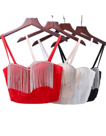 Tassel Drill Chain Shaping Short Style Backless Suspender Underwear 8045