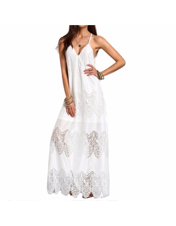 Long Beach White Lace Sexy Dress M30384